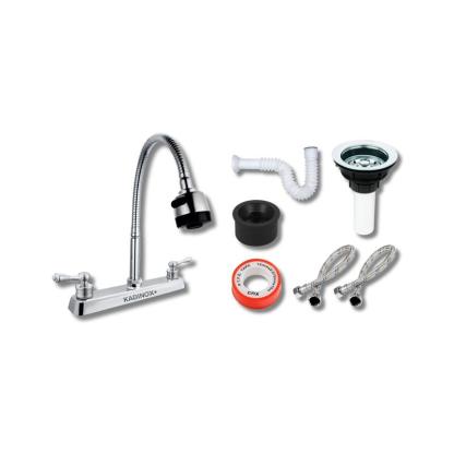 Fregadero Tarja Empotrar Acero Inoxidable 80x50 Con Kit De Instalacion Con Mezcladora Flexible Para Cocina