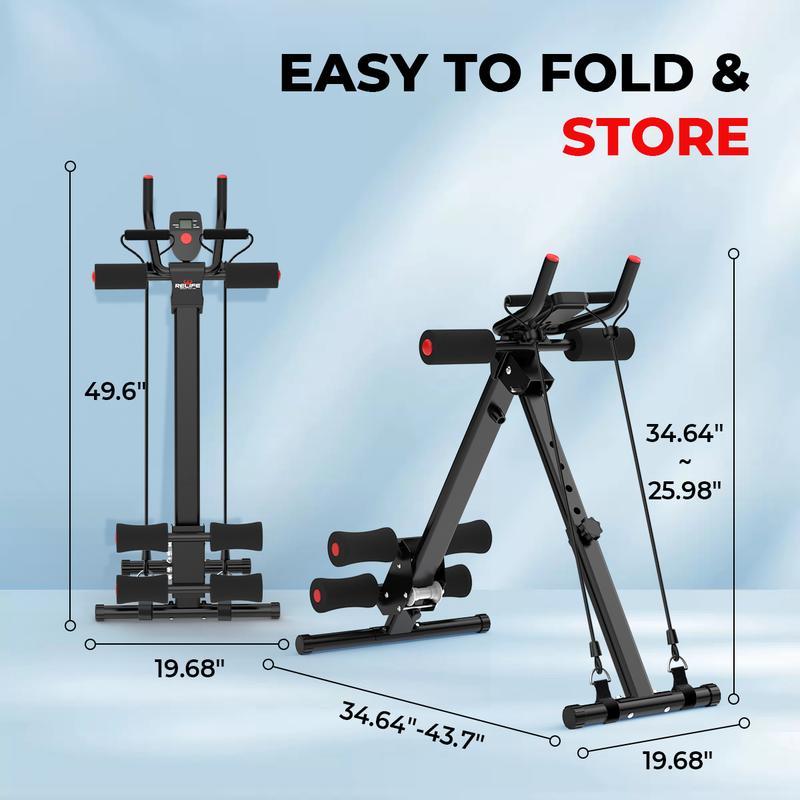 Máquina para Abdominales y Entrenamiento de Core, Estructura de Acero Ajustable, Plegable, Pantalla LCD, Soporta 440 lb