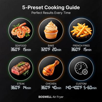 Freidora de Aire de Vidrio de 7.5 QT, Tazón Transparente Resistente al Calor, 1200W, 5 en 1, Cocina un Pollo Entero, Cocción Sin Aceite, Recipiente Apto para Lavavajillas, Ideal para Familias y Preparación de Comidas
