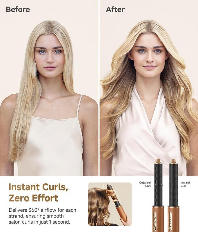 【Oferta Limitada】Moldeador de Cabello 7 en 1 con Secado Rápido, Set de Peinado 4 en 1, Voltaje de 110-120 V, 2 Barriles Rizadores, Efecto Voluminizador, Cepillo Alisador y Herramientas para Rizar y Secar el Cabello