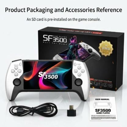 Consola de videojuegos portátil SF3500 HD de 5 pulgadas, sistema de juego portable y simulador de arcade retro con soporte para dos jugadores, salida a TV y reproducción de audio y video, perfecta para amantes de los juegos