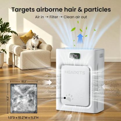 Purificador de Aire para Hogar hasta 2500 pies², Filtro HEPA H13 de Doble Cara, Elimina Pelo de Mascotas, Olores, Alérgenos y PM2.5 con Modo Automático y 5 Velocidades