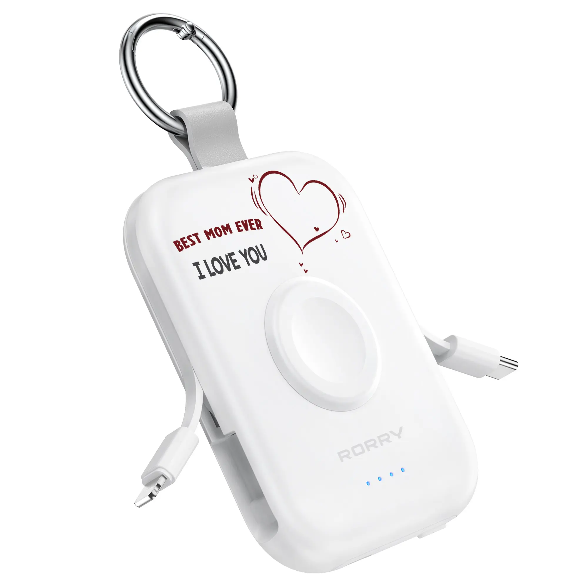 Cargador Portátil 5000mAh/10000mAh con Cables Integrados, Batería Compacta para iPhone, Apple Watch y AirPods, Ideal para Viajes