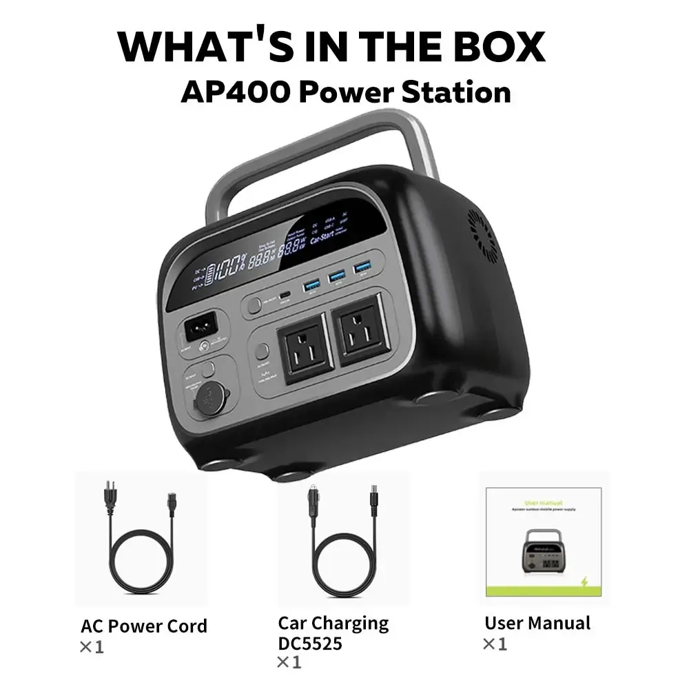 Estación de Energía Portátil de 500W y 345Wh, Batería LiFePO4, Generador Solar Recargable para Camping, Fuente de Energía de Respaldo para Emergencias, Viajes, RV y Apagones, Alternativa a Generadores de Gasolina