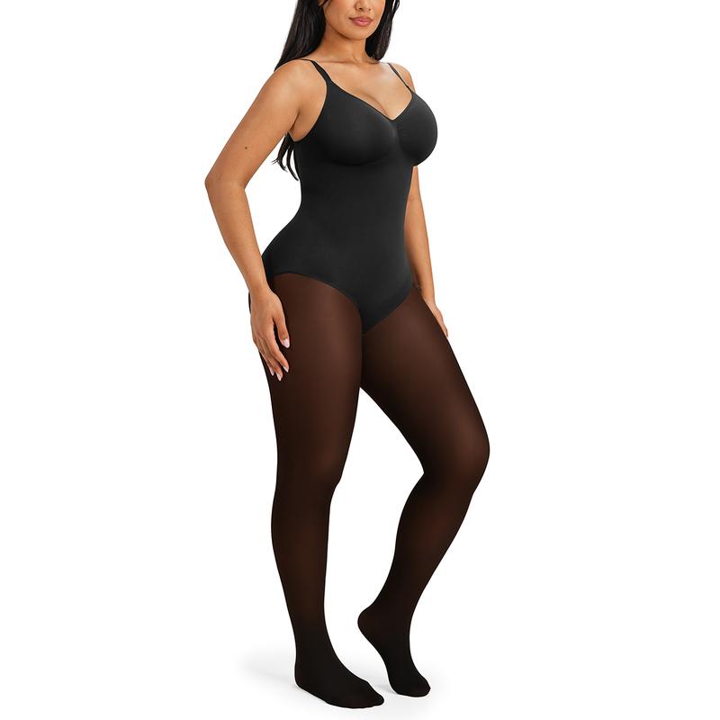 Body moldeador con forro polar, paneles transparentes, control de abdomen y realce de glúteos en 3 tonos.