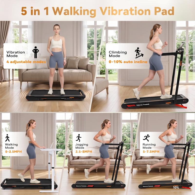 Caminadora Plegable con Pasamanos, Máquina de Ejercicio 5 en 1, Inclinación Manual y Automática, Portátil