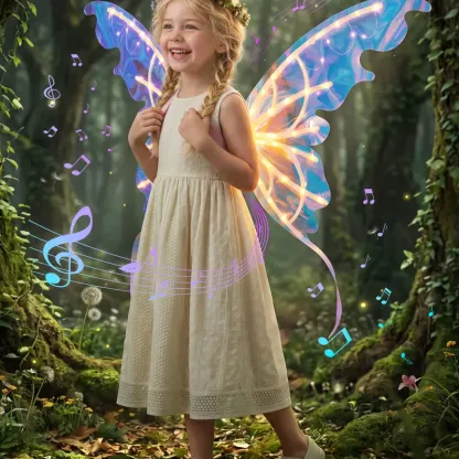 Set de alas de mariposa eléctricas, alas de hada móviles con música y luces LED, alas de ángel luminosas para disfraces de niñas, ideales para Halloween, cosplay, fiestas de cumpleaños y regalos.