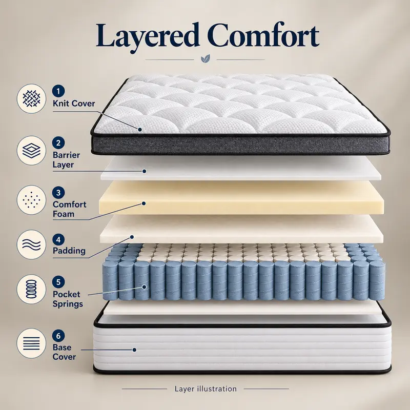 Colchón Queen de Espuma Viscoelástica de 8/10/12/14 Pulgadas, Firmeza Media, Ergonómico, Cómodo y Antiestrés, Ideal para Adultos, Dormitorios y Departamentos