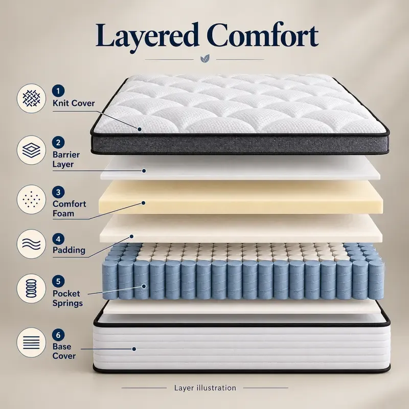 Colchón Queen de Espuma Viscoelástica de 8/10/12/14 Pulgadas, Firmeza Media, Ergonómico, Cómodo y Antiestrés, Ideal para Adultos, Dormitorios y Departamentos
