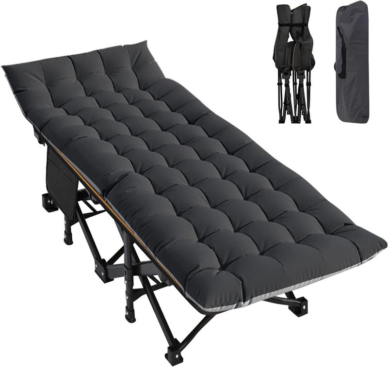 Cama plegable XXL para camping con colchón, estructura resistente y bolsa de transporte, cama portátil para exterior e interior, viajes, picnic, oficina, senderismo y pesca.