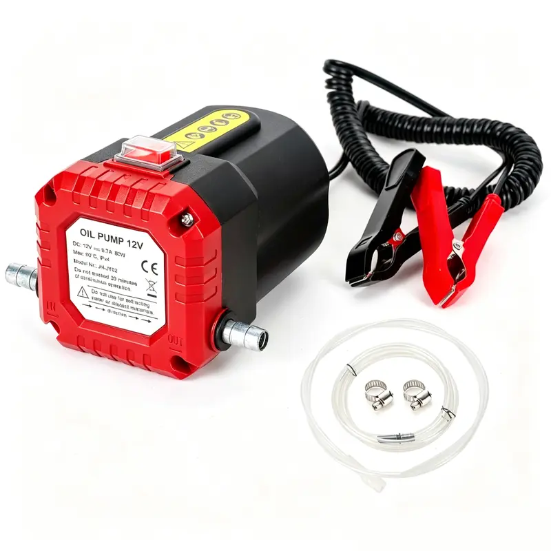 Bomba Extractora de Aceite 12V 80W para Autos, Camiones, Barcos y RV, con Mangueras, Roja