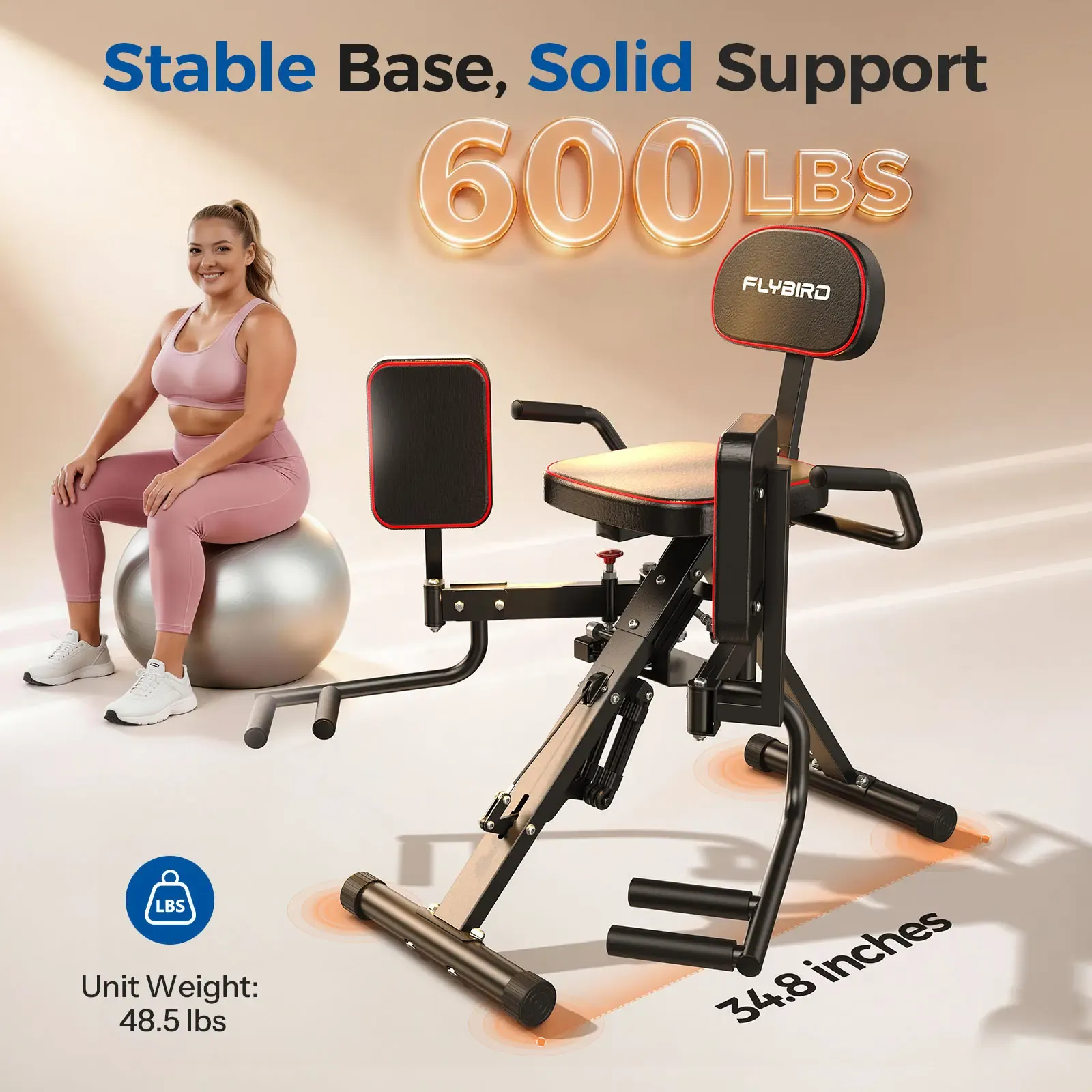 Máquina de Abductores y Aductores para Casa, Entrenador de Glúteos y Muslos con 6 Bandas de Resistencia, Barra Dual y Resistencia de hasta 108 lb