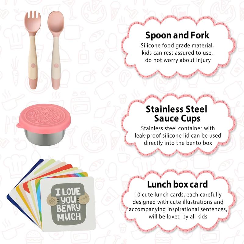 Lonchera Bento para Niños con Termo para Sopa de 12 oz, 5 Compartimentos, Bolsa Térmica, Hermética, Apta para Microondas y Portátil para Escuela