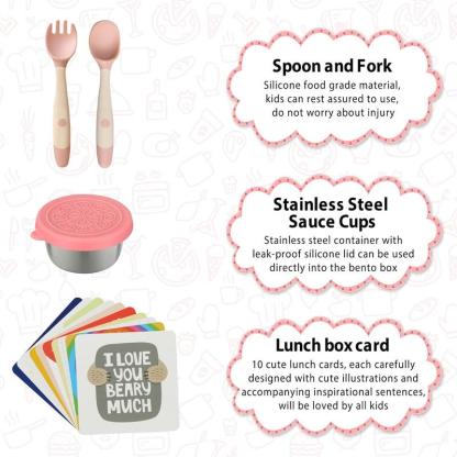 Lonchera Bento para Niños con Termo para Sopa de 12 oz, 5 Compartimentos, Bolsa Térmica, Hermética, Apta para Microondas y Portátil para Escuela