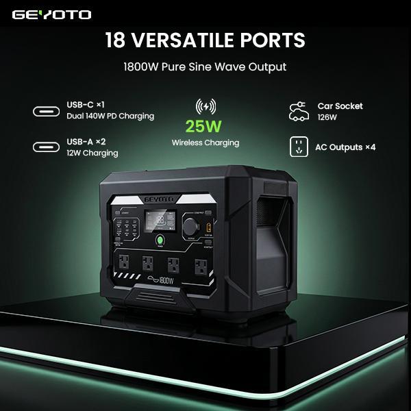 Estación de Energía Portátil 1024Wh LiFePO4, 1800W (3000W Pico), Carga Inalámbrica 25W, UPS <10 ms y Control por App para Hogar y RV