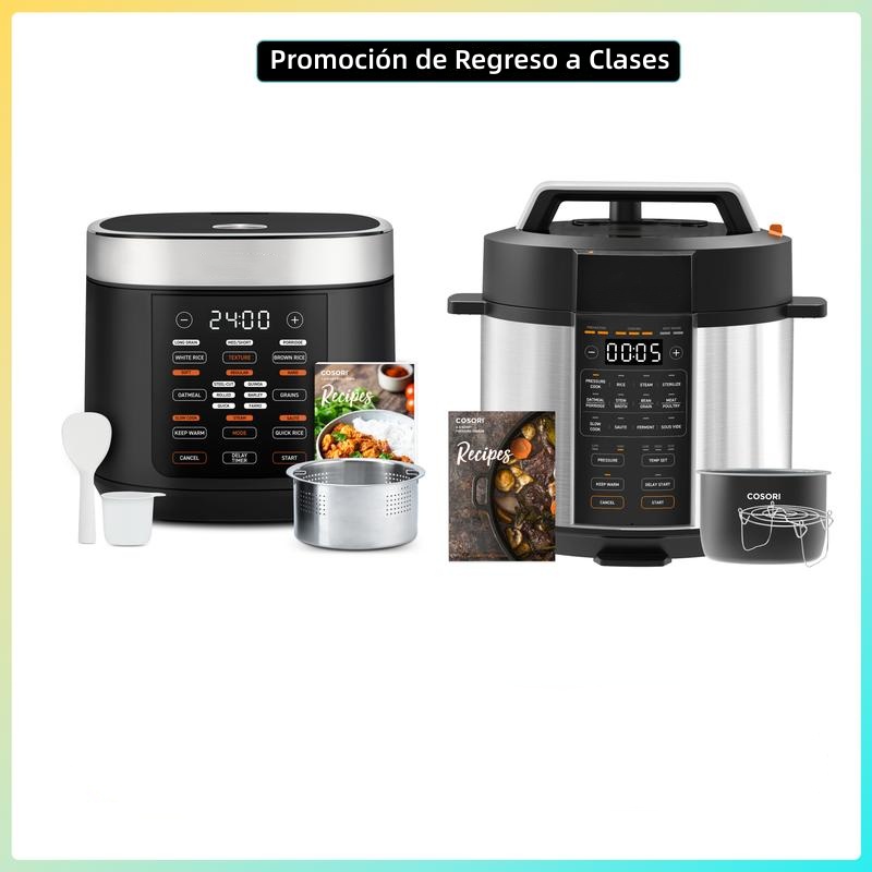 Olla de Presión 6 Qt y Arrocera Multifuncional 5 Qt 18 en 1, Cocina al Vapor, Cocción Lenta, Sous Vide y Más