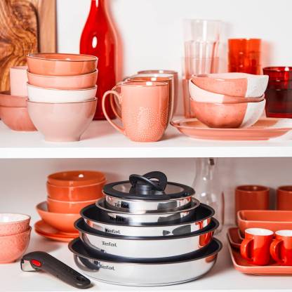 Set de cocina de 15 piezas, Mango extraíble, Apilable, Revestimiento antiadherente, Acero Inoxidable