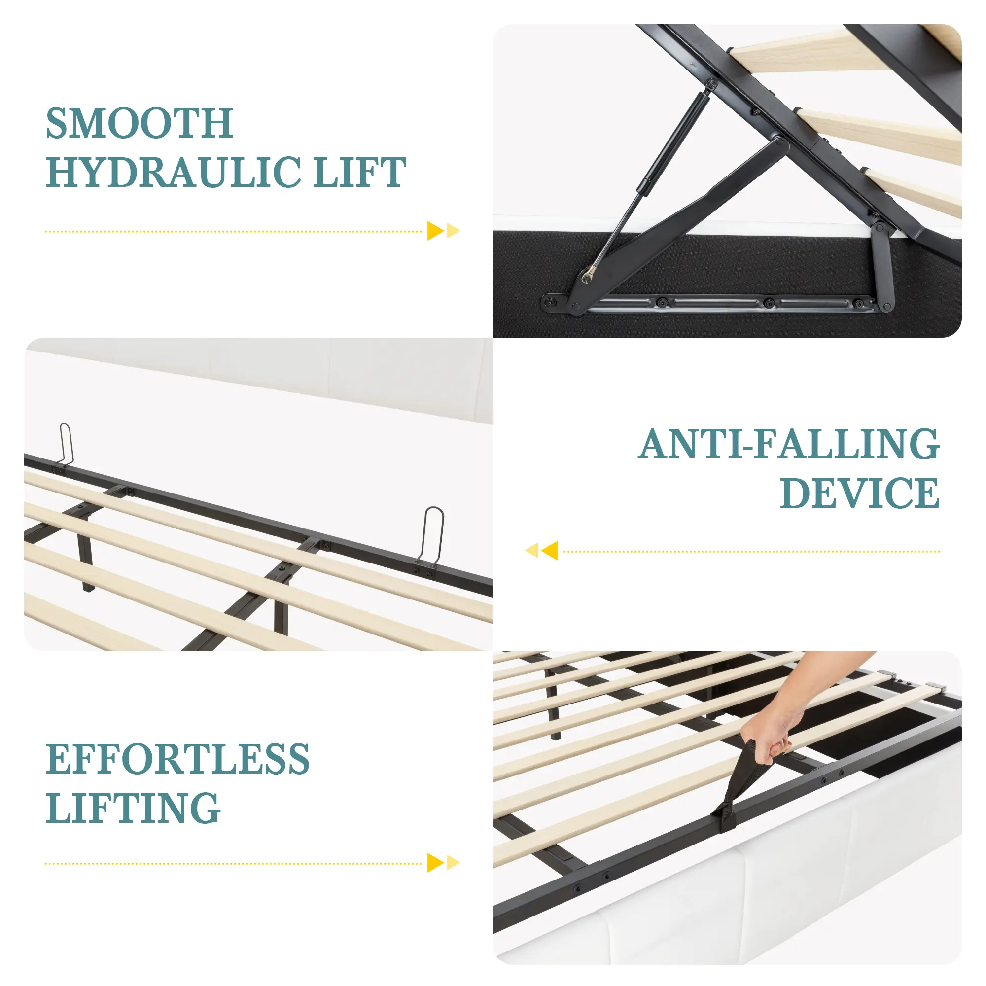 Base de Cama con Almacenamiento Elevable Full/Queen/King, Cabecera con USB y Type-C, Tapizada en Terciopelo, sin Box Spring