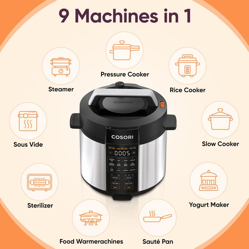 Olla de Presión 6 Qt y Arrocera Multifuncional 5 Qt 18 en 1, Cocina al Vapor, Cocción Lenta, Sous Vide y Más