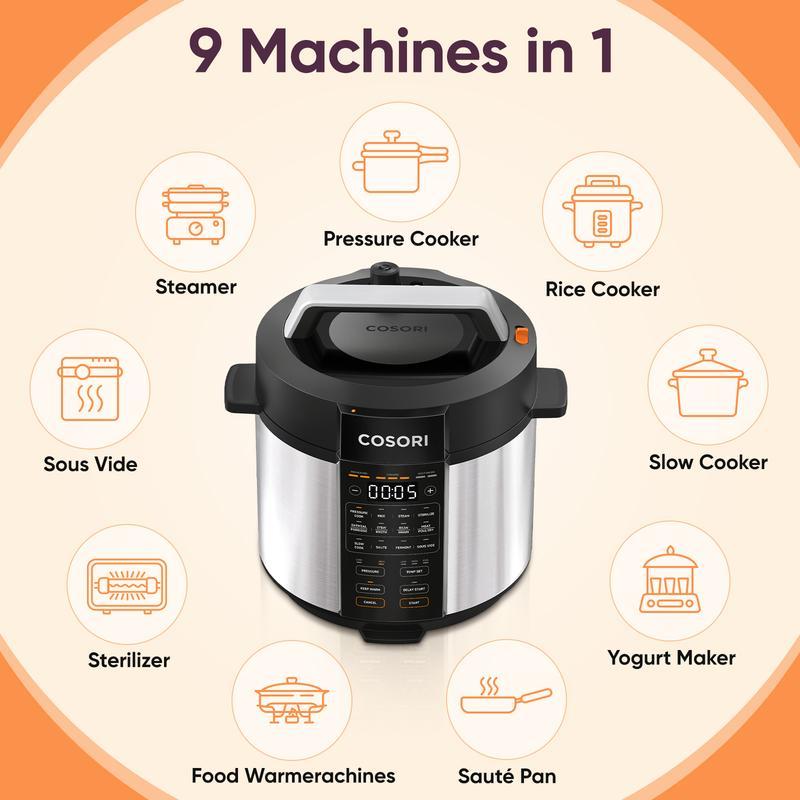 Olla de Presión 6 Qt y Arrocera Multifuncional 5 Qt 18 en 1, Cocina al Vapor, Cocción Lenta, Sous Vide y Más