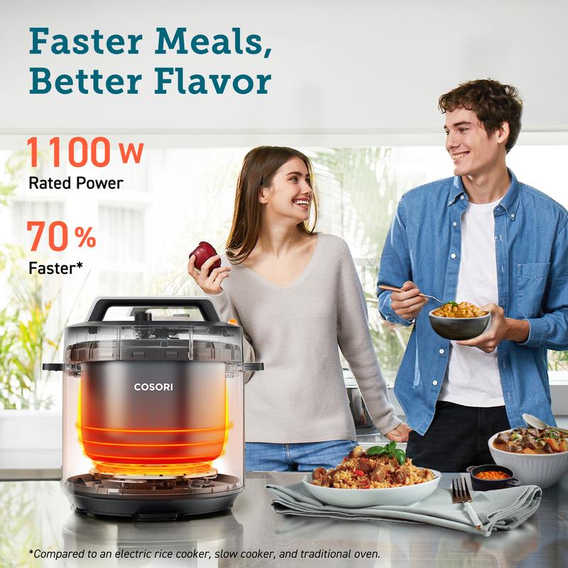 Olla de Presión 6 Qt y Arrocera Multifuncional 5 Qt 18 en 1, Cocina al Vapor, Cocción Lenta, Sous Vide y Más