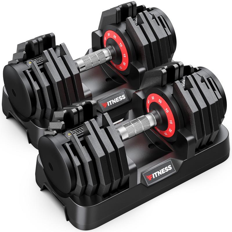 Mancuernas ajustables de 25 kg / 36 kg, cambio rápido en 1 segundo, sistema 5 en 1, diseño antideslizante en el mango, ideales para gimnasio en casa, entrenamiento para hombres y mujeres.