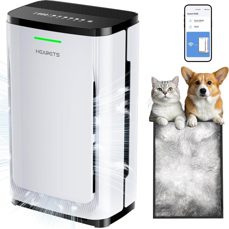 Purificador de Aire para Hogar hasta 2500 pies², Filtro HEPA H13 de Doble Cara, Elimina Pelo de Mascotas, Olores, Alérgenos y PM2.5 con Modo Automático y 5 Velocidades
