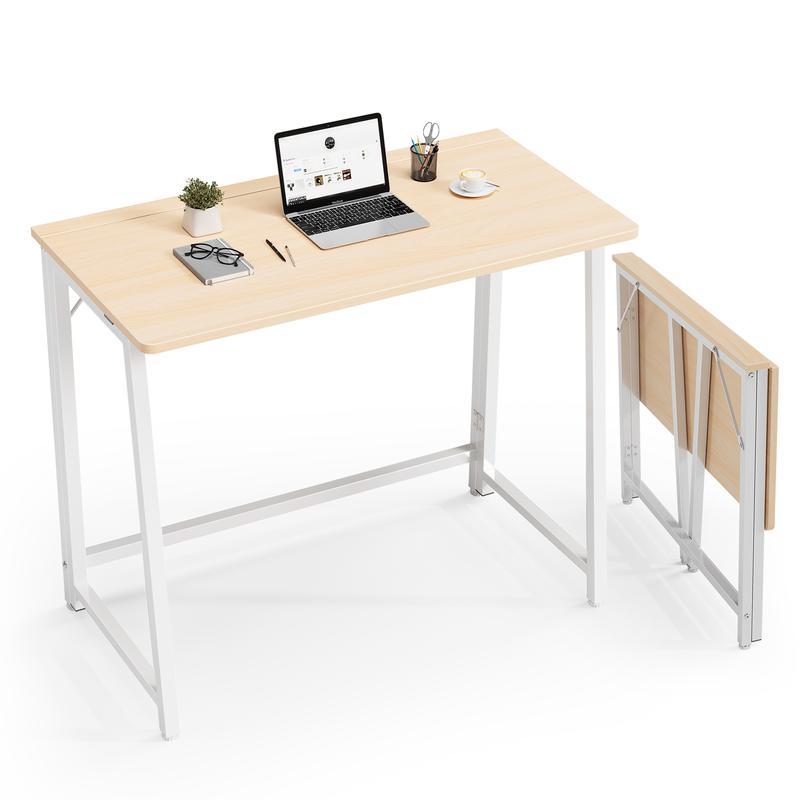 Escritorio de Acero y Madera de 31.5x15.75", Plegable y Ajustable, Sin Herramientas, Soporta 198.4 lb, Portátil