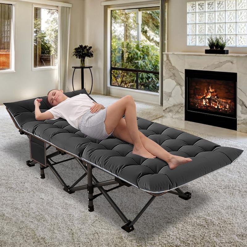 Cama plegable XXL para camping con colchón, estructura resistente y bolsa de transporte, cama portátil para exterior e interior, viajes, picnic, oficina, senderismo y pesca.