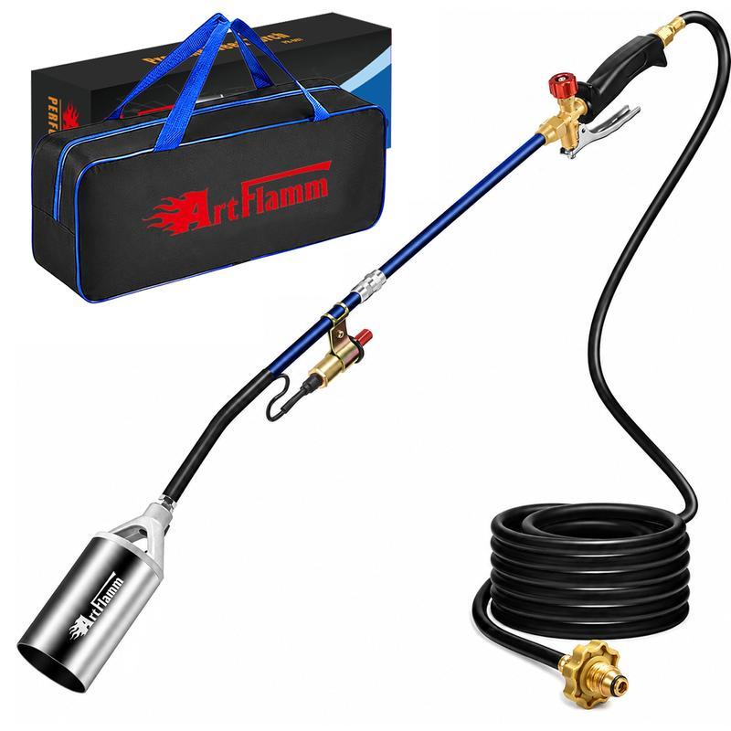 Kit de soplete de propano para eliminar maleza, con manguera de 3 m, encendido automático y bolsa de almacenamiento, ideal para fogatas y techos. No incluye tanque de propano.
