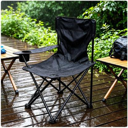 Silla de camping plegable con reposabrazos y portavasos
