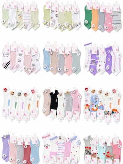 50 Pares Surtido de Calcetines Tobillera Alta para Mujer Calidad Duradera y Diseños Variados para Todo el Día Ye Store MC-44