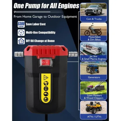 Bomba Extractora de Aceite 12V 80W para Autos, Camiones, Barcos y RV, con Mangueras, Roja