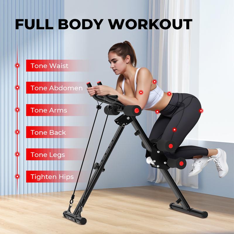 Máquina para Abdominales y Entrenamiento de Core, Estructura de Acero Ajustable, Plegable, Pantalla LCD, Soporta 440 lb