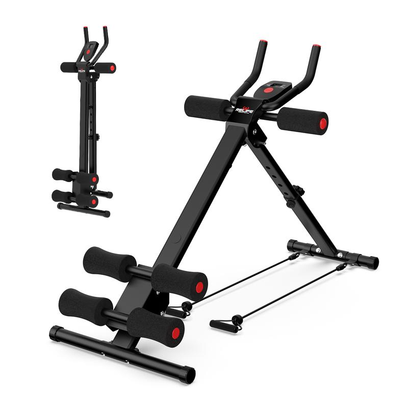 Máquina para Abdominales y Entrenamiento de Core, Estructura de Acero Ajustable, Plegable, Pantalla LCD, Soporta 440 lb