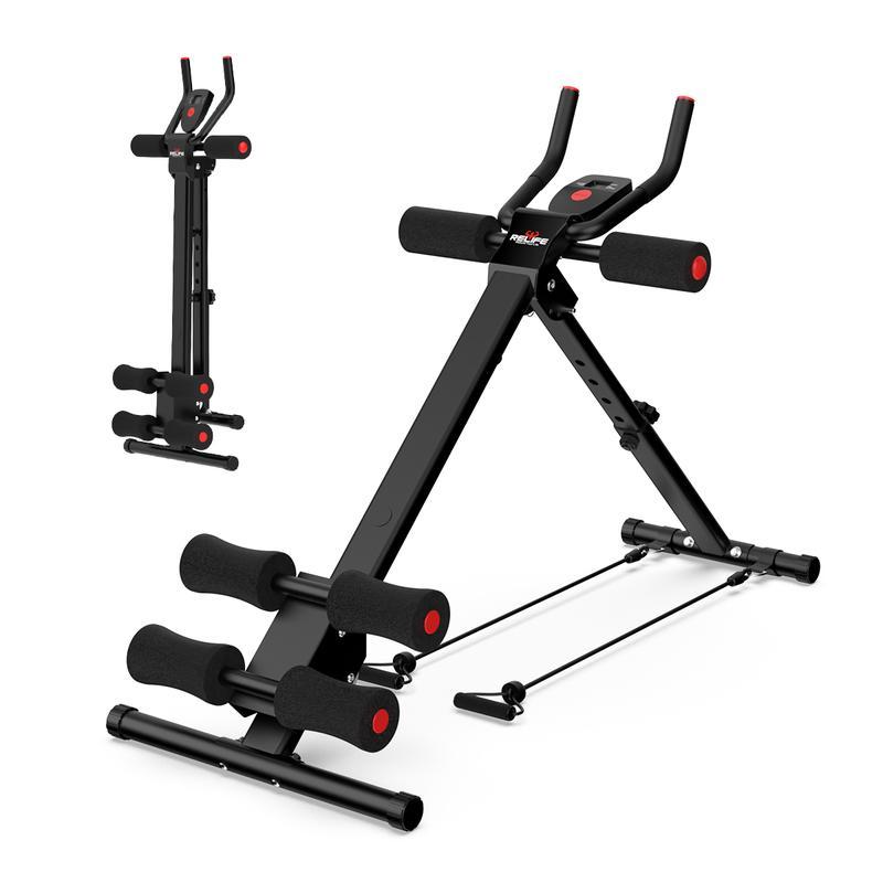 Máquina para Abdominales y Entrenamiento de Core, Estructura de Acero Ajustable, Plegable, Pantalla LCD, Soporta 440 lb