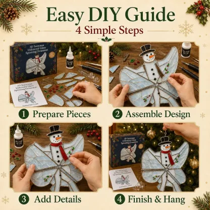 ⏳Last Day BUY 3 Get 1 Free 🎄Beginner-Friendly 3D Christmas Iridescent Suncatcher DIY Kit | Complete Kit with Glass-Style Panels, Metal Frames, Hanging Chain, Tools & Step-by-Step Guide Included 💕