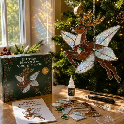 ⏳Last Day BUY 3 Get 1 Free 🎄Beginner-Friendly 3D Christmas Iridescent Suncatcher DIY Kit | Complete Kit with Glass-Style Panels, Metal Frames, Hanging Chain, Tools & Step-by-Step Guide Included 💕