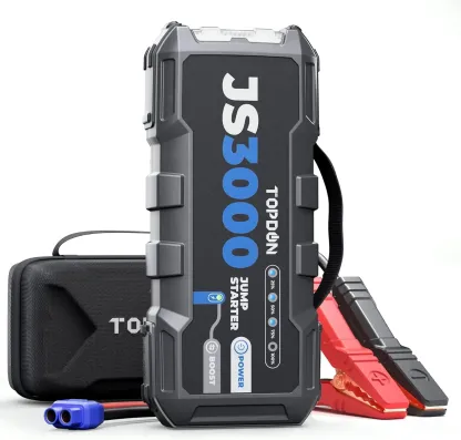 TOPDON JS3000 — Arrancador de baterías portátil de 12V y 3000A (Jump Starter) para automóviles, apto para motores de gasolina de hasta 9L y diésel de hasta 7L; kit de herramientas automotrices con batería de 24000 mAh.