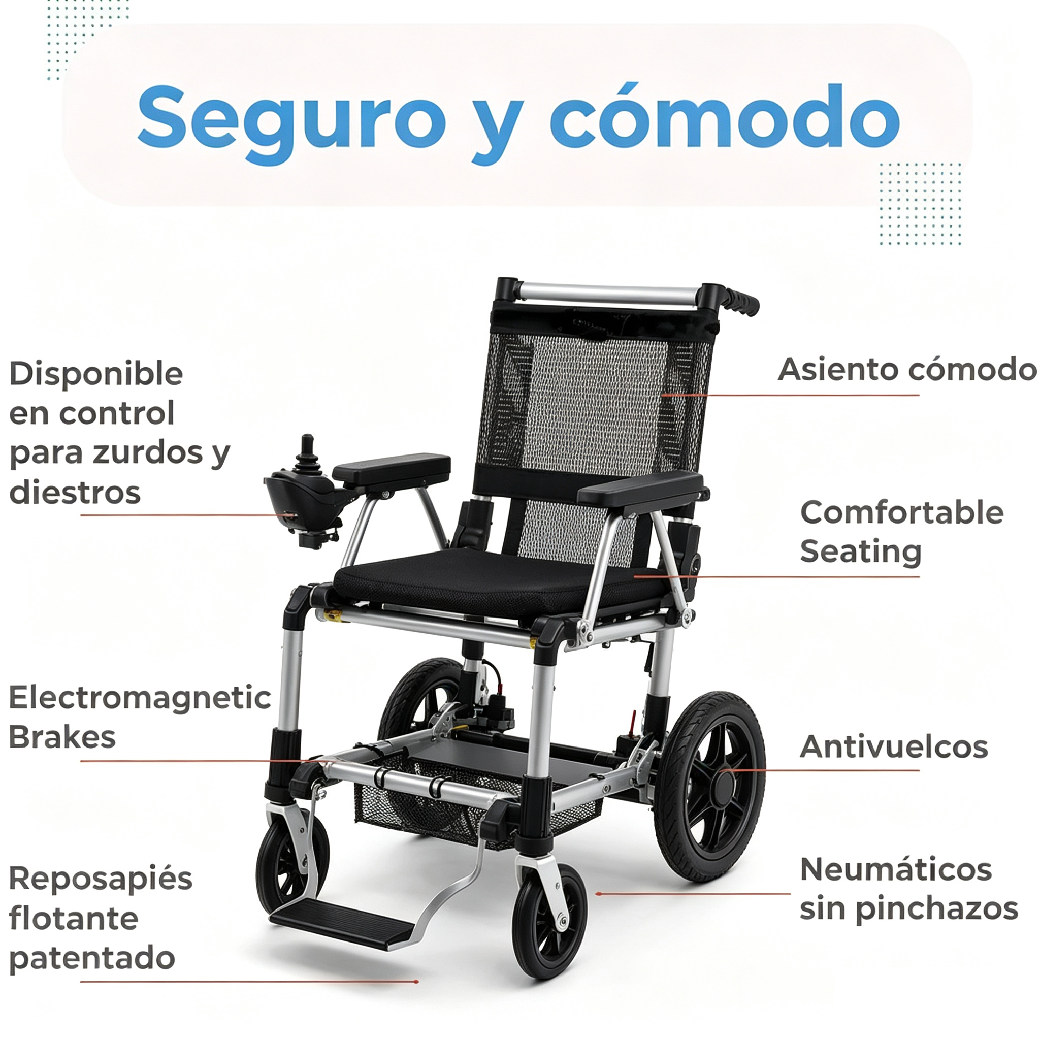 ✨Silla de ruedas eléctrica ligera y portátil que se pliega hasta las 12 pulgadas