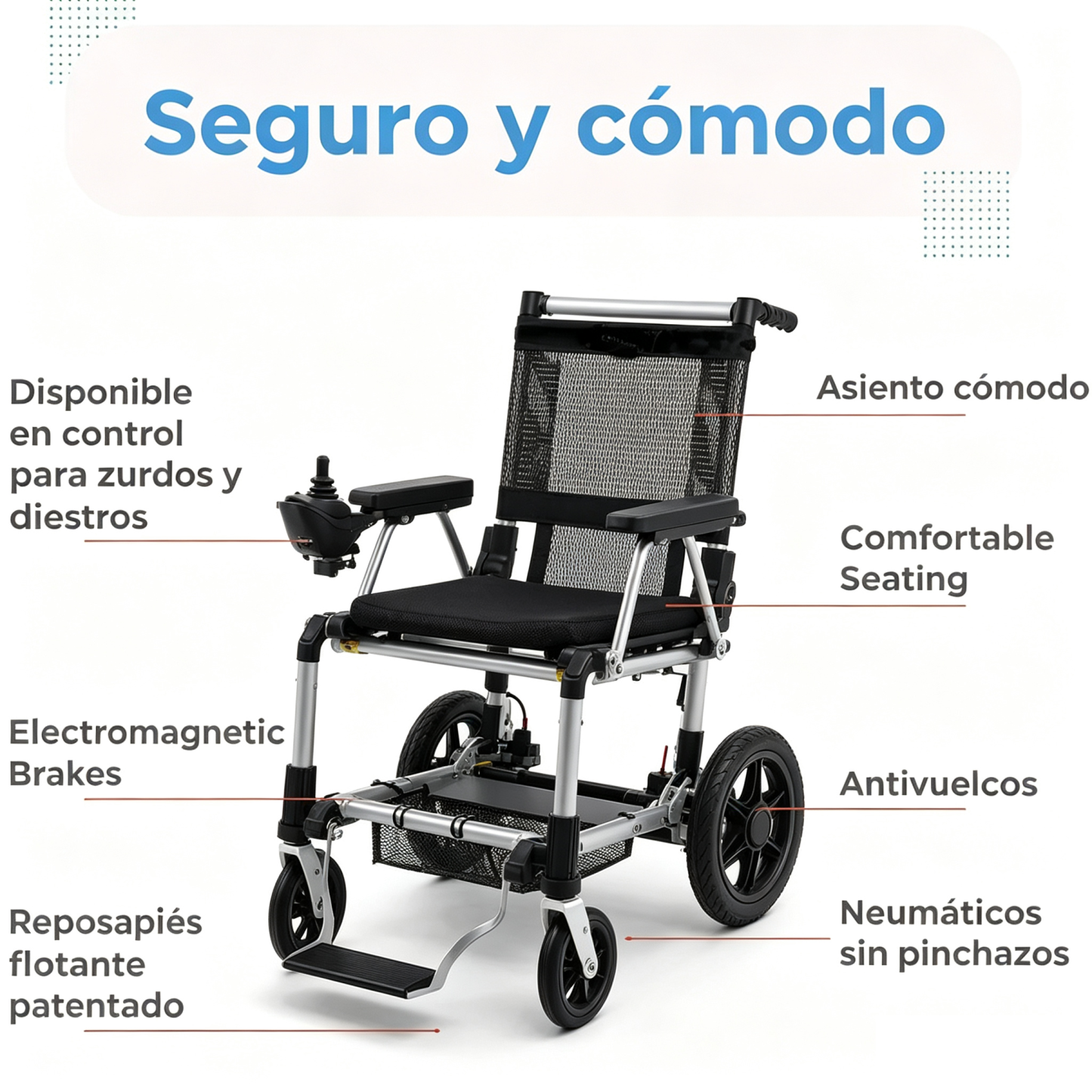 ✨Silla de ruedas eléctrica ligera y portátil que se pliega hasta las 12 pulgadas
