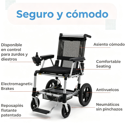 ✨Silla de ruedas eléctrica ligera y portátil que se pliega hasta las 12 pulgadas