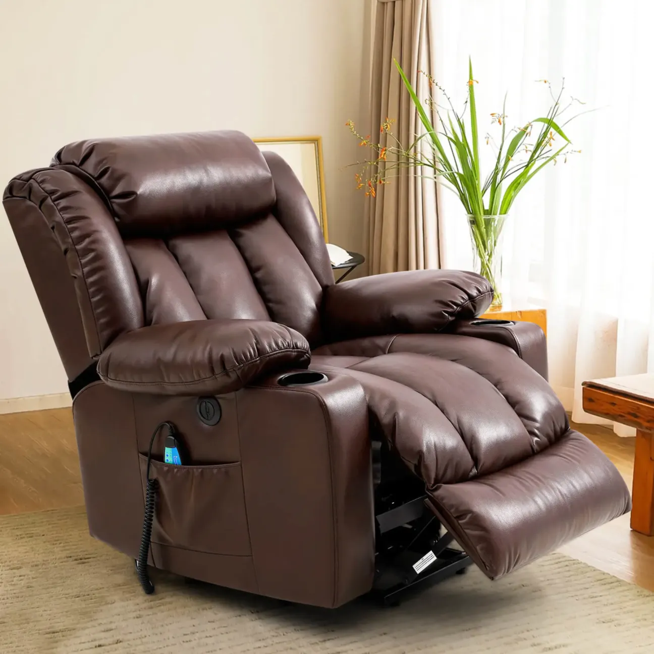✨Sillón reclinable elevador de lujo con función de calor y masaje