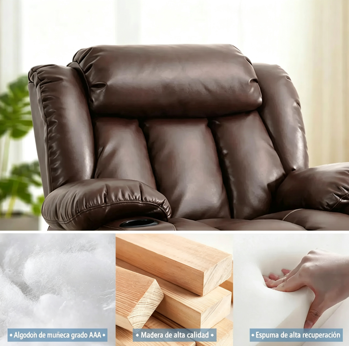 ✨Sillón reclinable elevador de lujo con función de calor y masaje