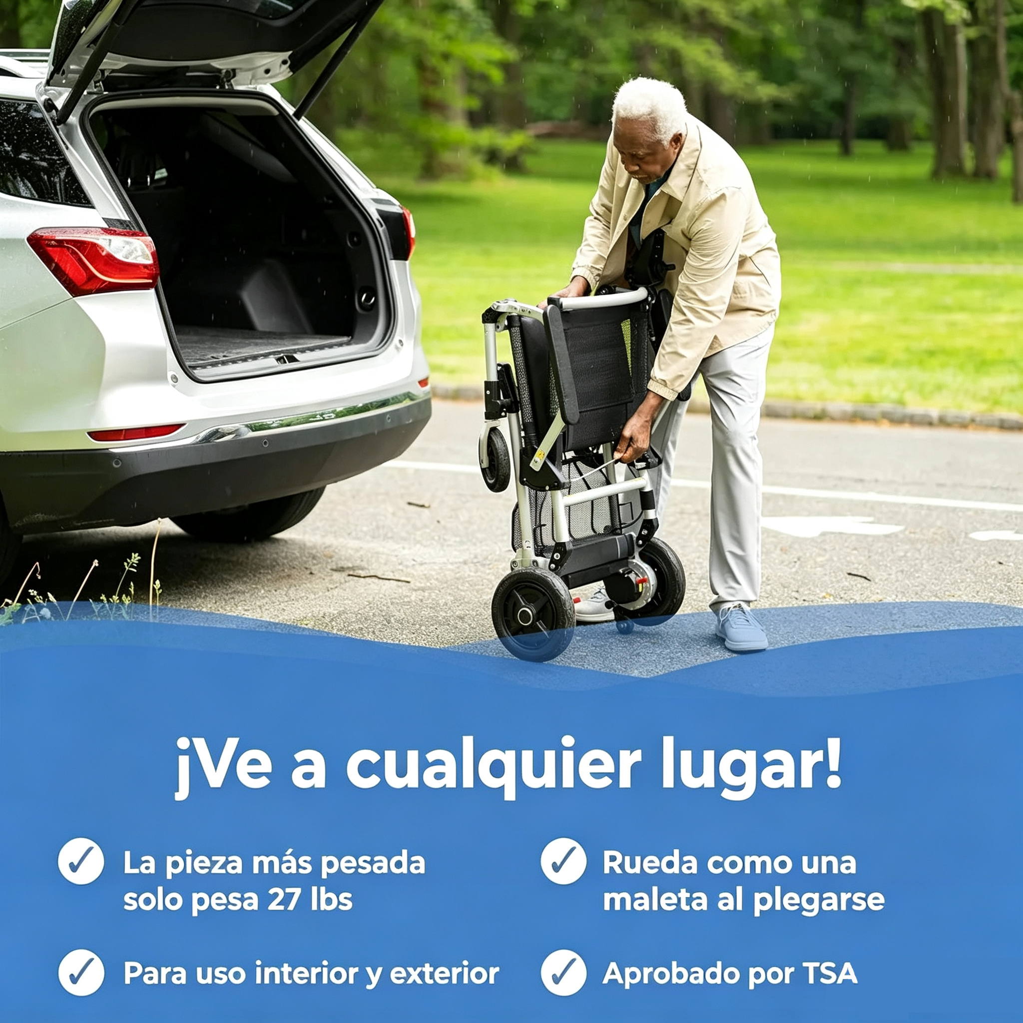 ✨Silla de ruedas eléctrica ligera y portátil que se pliega hasta las 12 pulgadas