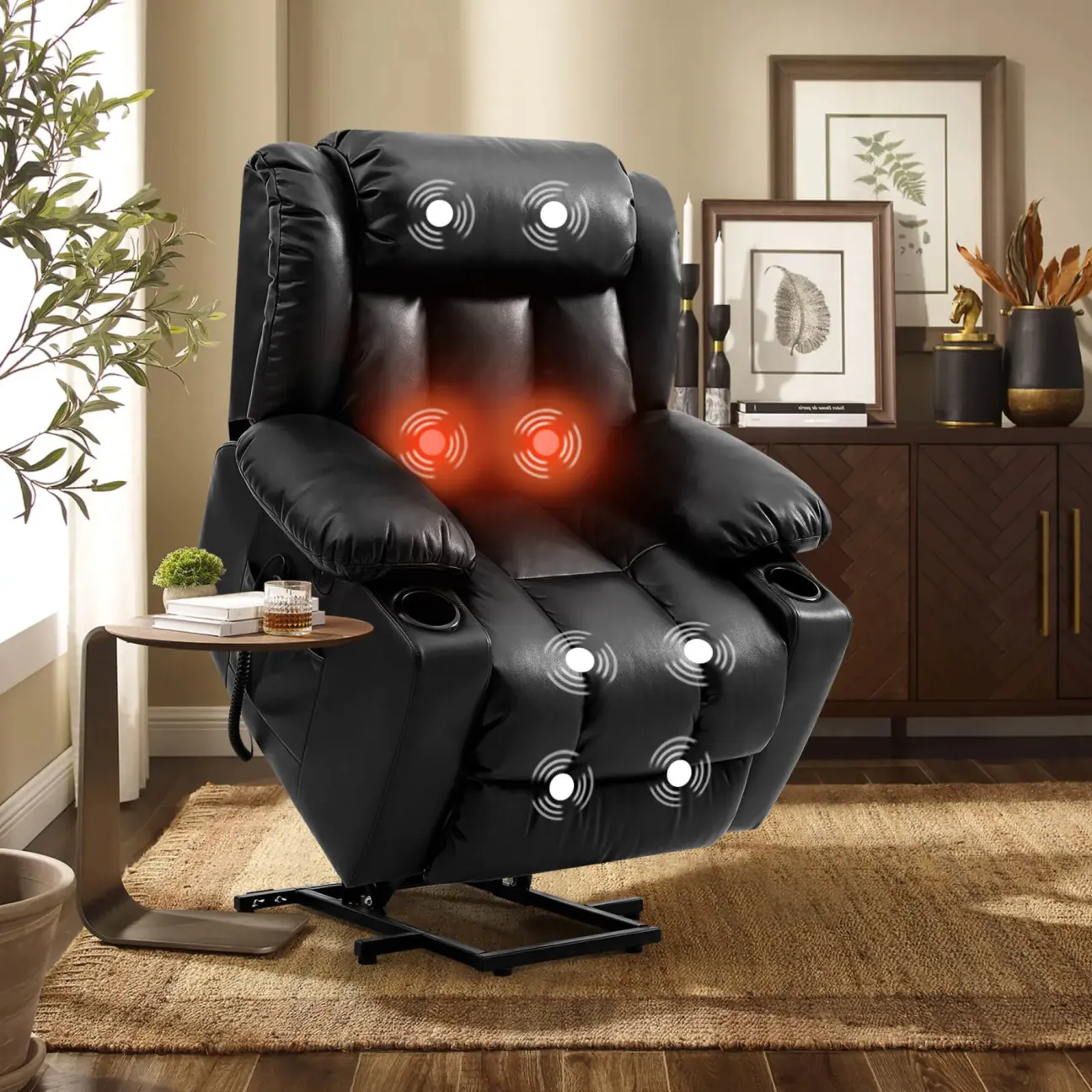 ✨Sillón reclinable elevador de lujo con función de calor y masaje
