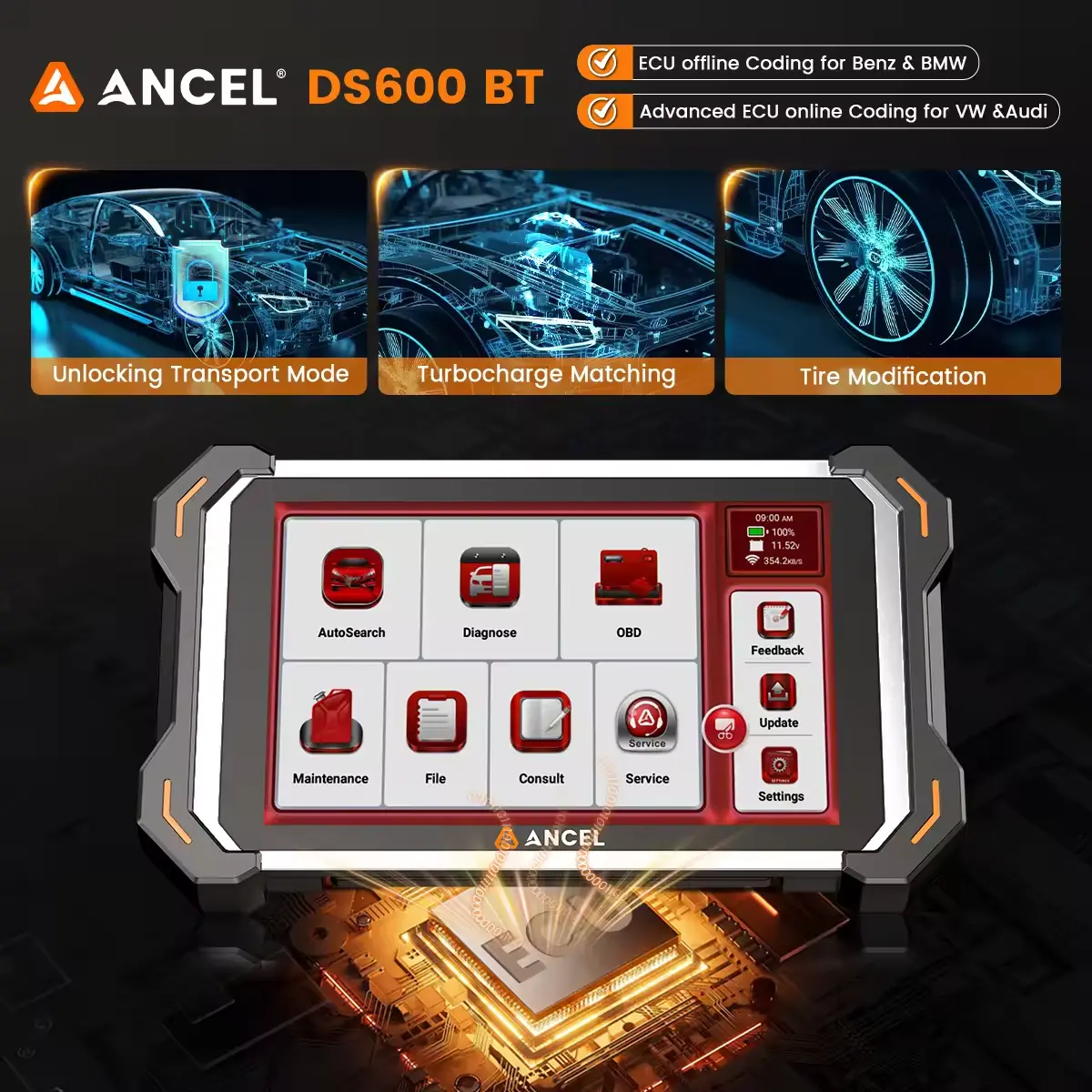 Escáner OBD2 ANCEL DS600BT: Herramienta de diagnóstico de sistemas completos