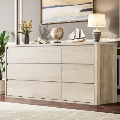 Cómoda de madera de 7 cajones para almacenamiento en el dormitorio