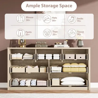 Cómoda de madera de 7 cajones para almacenamiento en el dormitorio