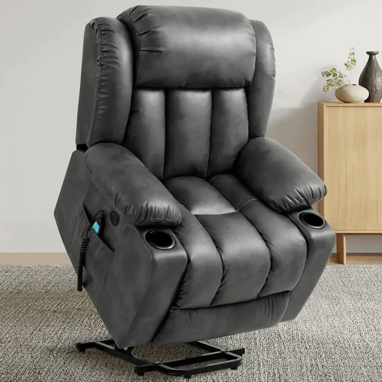 ✨Sillón reclinable elevador de lujo con función de calor y masaje
